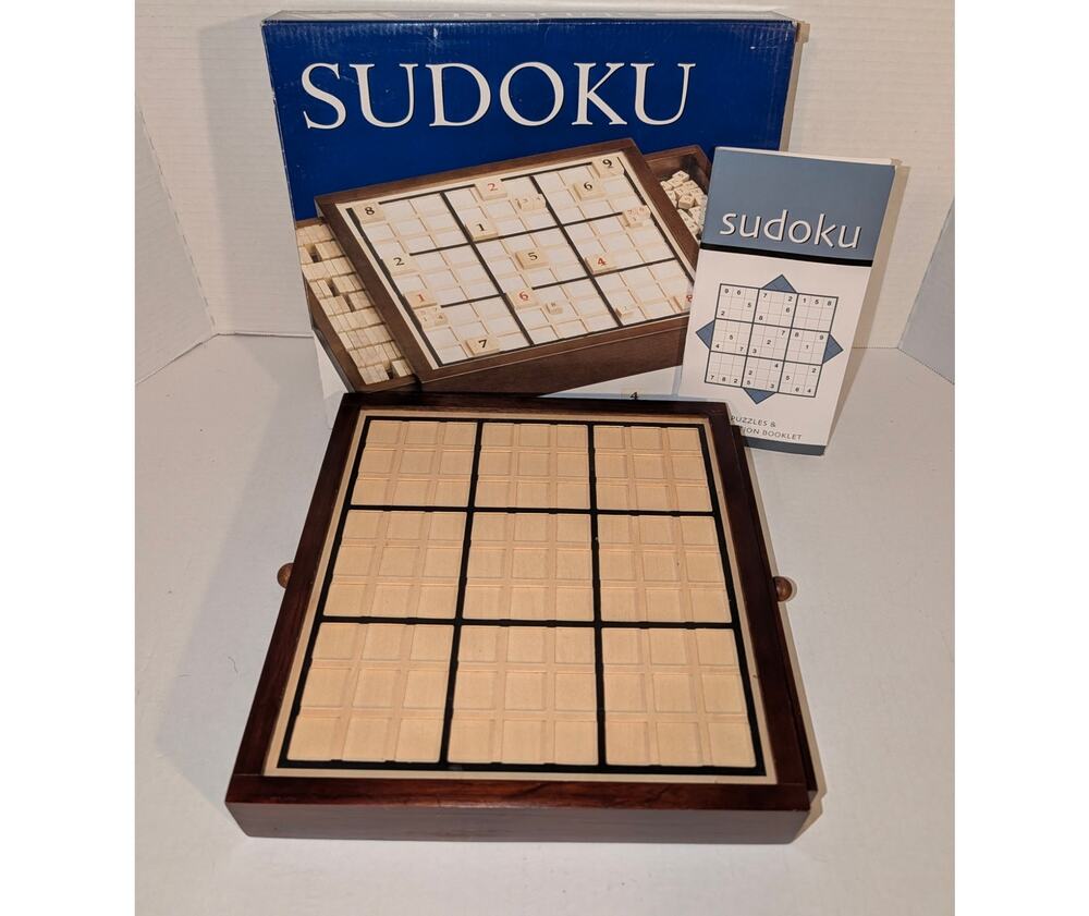 Deluxe Wood Sudoku Board Game & Tray by Bits and Pieces #43359 Mint
